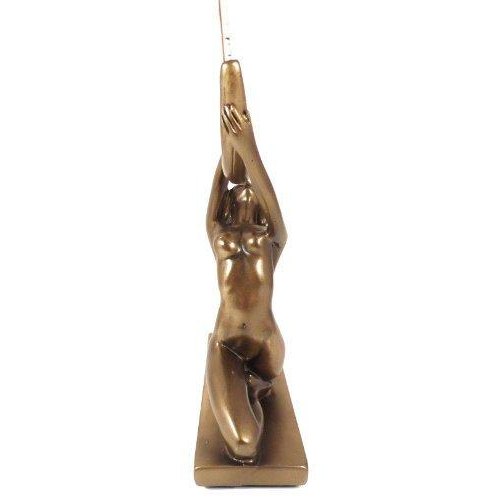 Worshiping the Moon: Nude Moon Lady and Mirror Art Deco Beuchamp Bronze Figure-1