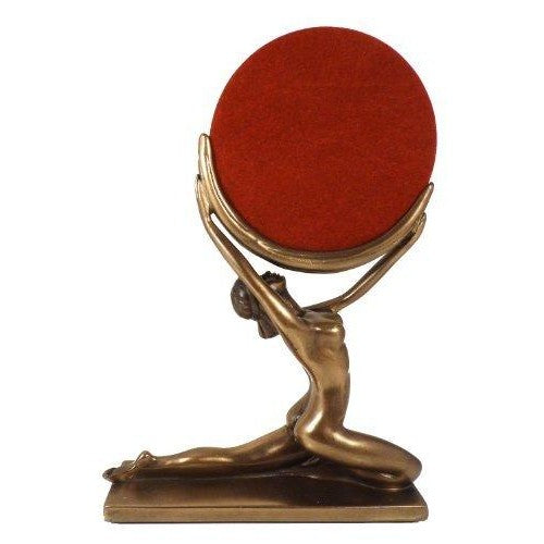 Worshiping the Moon: Nude Moon Lady and Mirror Art Deco Beuchamp Bronze Figure-2