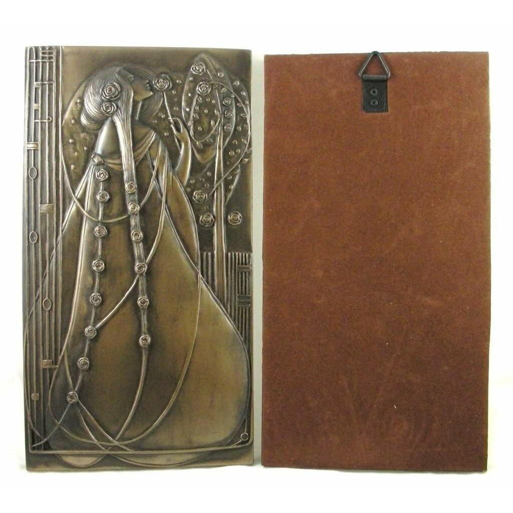 Stunning pair of Cold Cast Bronze Art Nouveau/Art Deco Charles Rennie Mackintosh style Wall Plaques-2