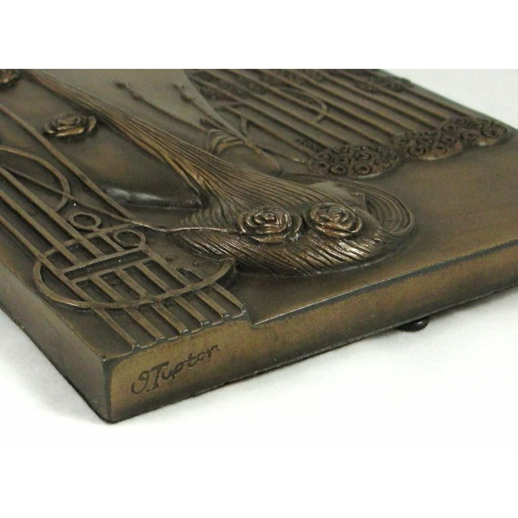 Stunning pair of Cold Cast Bronze Art Nouveau/Art Deco Charles Rennie Mackintosh style Wall Plaques-3