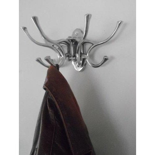 Space-Saving Wall Mounted Silver Finish, folding Coat hanger/Hooks-2