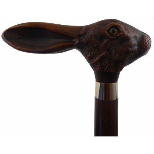 Hare Head Formal Collector Ambulists Victorian Edwardian Era Novelty Walking Cane Stick-0
