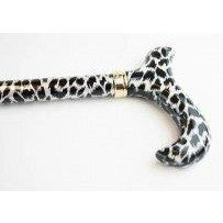 White Snow Leopard Print Height Adjustable Derby Handle Walking stick /Cane/ Fashion Accessory-2