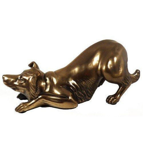 Playful Collie Sheepdog Cold Cast Bronze Sculpture-1