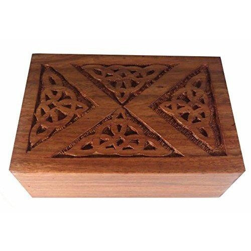 Celtic Design Engraved Wooden Box- for jewellery, for keepsake's or trinkets or Tarot Cards-0