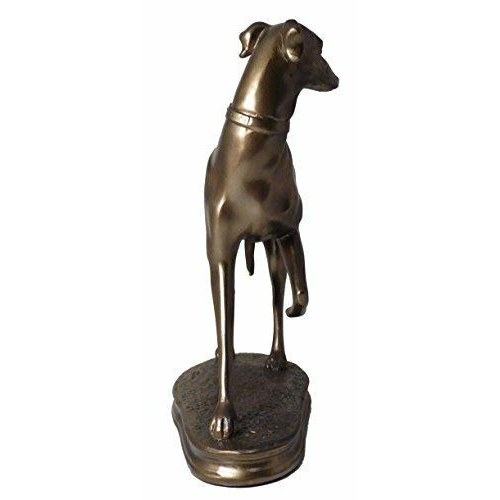 Beautifully Carved Cold Cast Bronze English Whippet Statue/Ornament-2