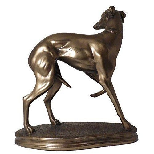 Beautifully Carved Cold Cast Bronze English Whippet Statue/Ornament-1