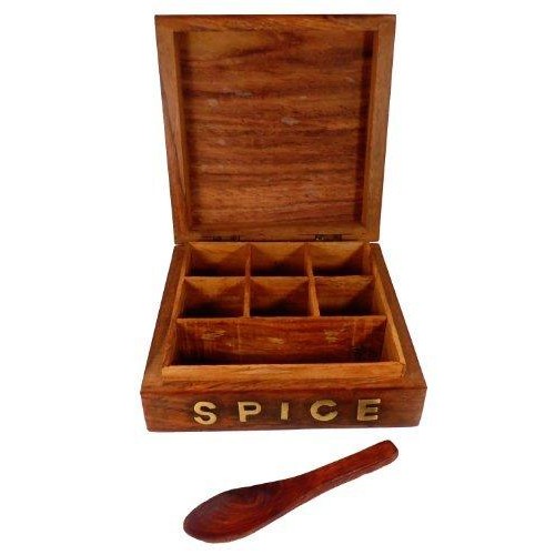 Wooden Spice Storage Box and Wooden Spice Spoon Set.-1