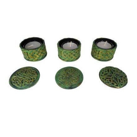 Set of three Celtic design T-Light Round Boxes.-0