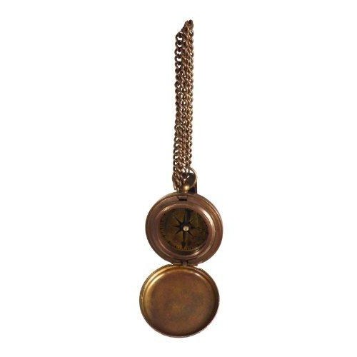 Bronze coloured Antique style W. Ottway 1915 Pocket Compass and chain in Wooden Presentation case.-1