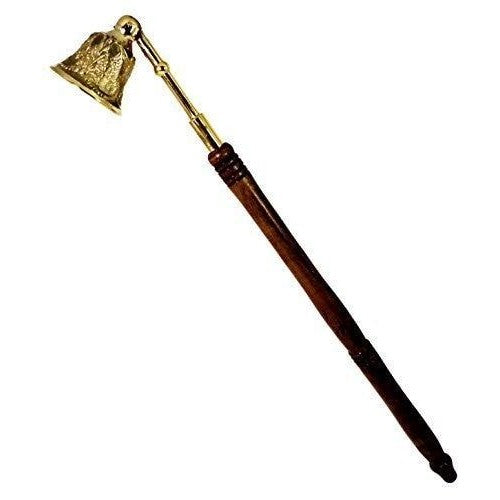 Ornate Brass Candle Snuffer with Wood handle-0