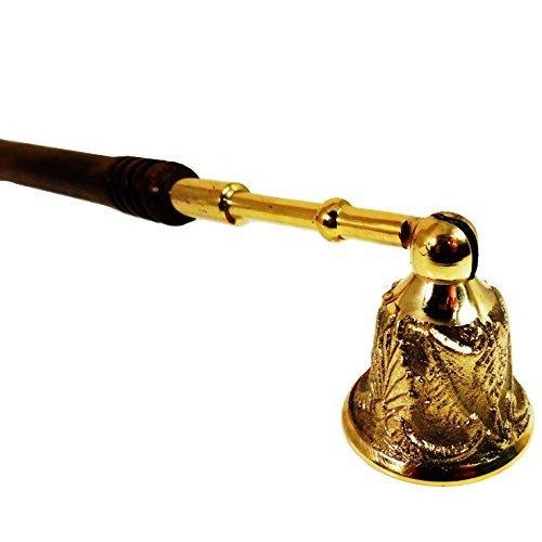 Ornate Brass Candle Snuffer with Wood handle-1