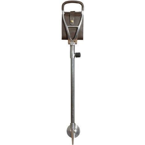 Polo Seat Stick Height Adjustable with Brown Leather Seat and Spiked Ferrule Ground Plate-1