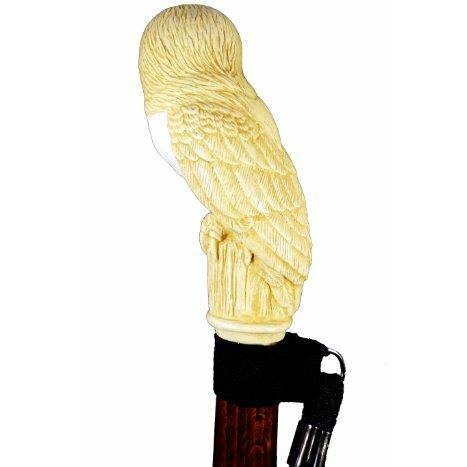 Hand Painted Barn Owl Walking Stick Cane Hardwood Shaft-2