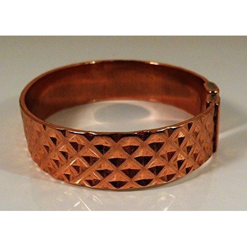 Indented Squares Design Copper Magnetic Band with Lined Finish Magnetic Copper Ring Set-3