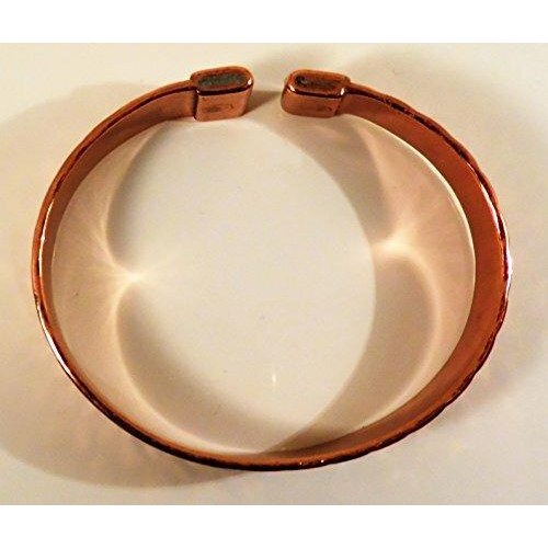 Indented Squares Design Copper Magnetic Band with Lined Finish Magnetic Copper Ring Set-4