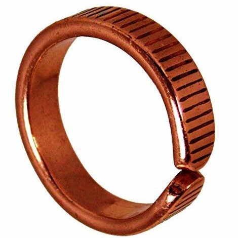 Indented Squares Design Copper Magnetic Band with Lined Finish Magnetic Copper Ring Set-5