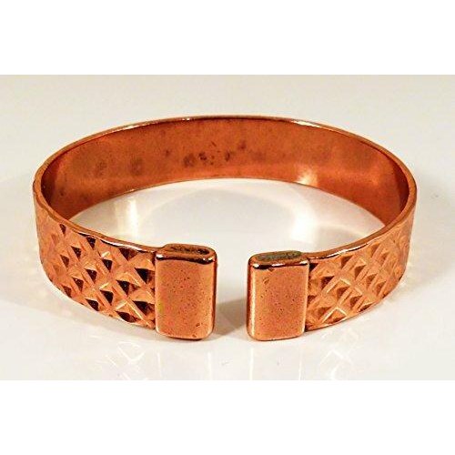 Indented Squares Design Copper Magnetic Band with Smooth Finish Magnetic Copper Ring Set-3