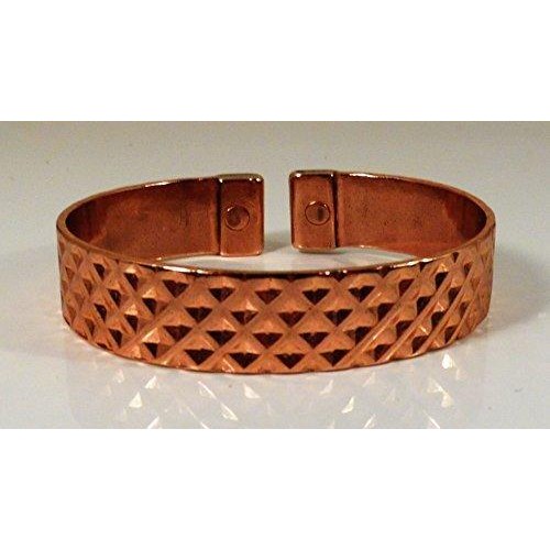 Stylish Indented Squares Design Pure Copper Band With Powerful Duel Magnets-3
