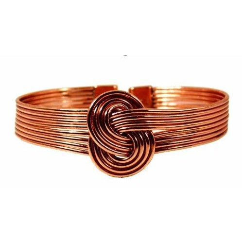 Magnetic Copper Knot Bracelet and Etched-on Lined finish magnetic copper ring set-3