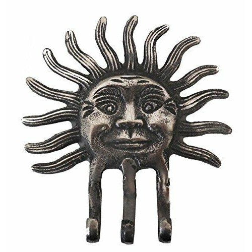 Wall mountable metal antique finish sun key holder with three pronges-1