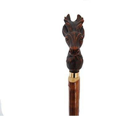 Stag Head Hiking pole/Stick with Leather Wrist Loop-3