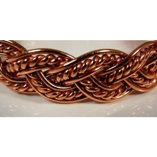 Richly Coloured Magnetic Copper Twisted Plait Bracelet with Etched-on Lines effect Magnetic Copper Ring Set-1