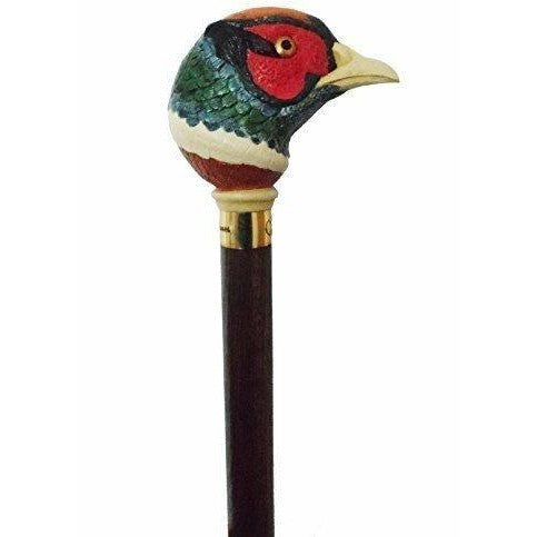 Handpainted Pheasant/Game Head Walking Stick/Cane on Hardwood Shaft-0