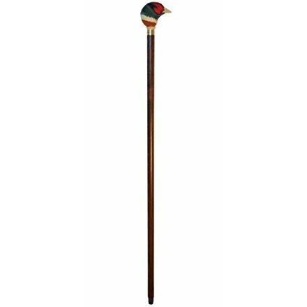 Handpainted Pheasant/Game Head Walking Stick/Cane on Hardwood Shaft-1