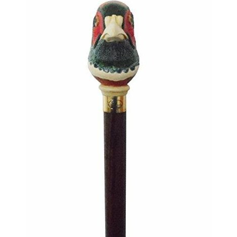 Handpainted Pheasant/Game Head Walking Stick/Cane on Hardwood Shaft-2