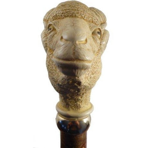 Imitation Bone Ram Head Hazel Hiking Walking Trekking Pole Stick staff Collector‘s Cane-1