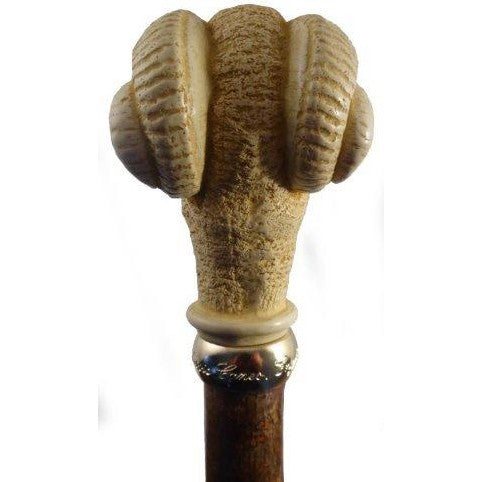 Imitation Bone Ram Head Hazel Hiking Walking Trekking Pole Stick staff Collector‘s Cane-2