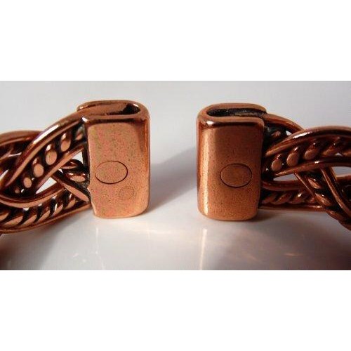Richly Coloured Magnetic Copper Twisted Plait Bracelet with Smooth Effect Magnetic Copper Ring Set-4