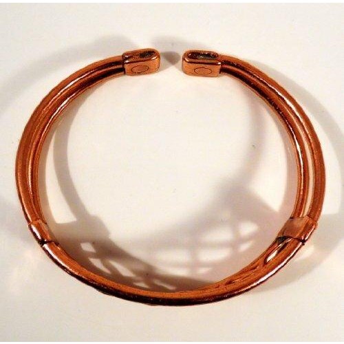 Magnetic Copper Bracelet and Lined effect Magnetic Ring Set-3