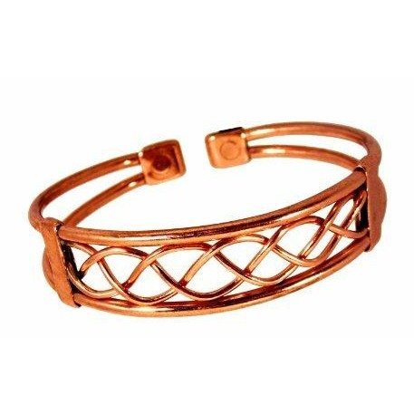 Magnetic Copper Bracelet and Lined effect Magnetic Ring Set-4