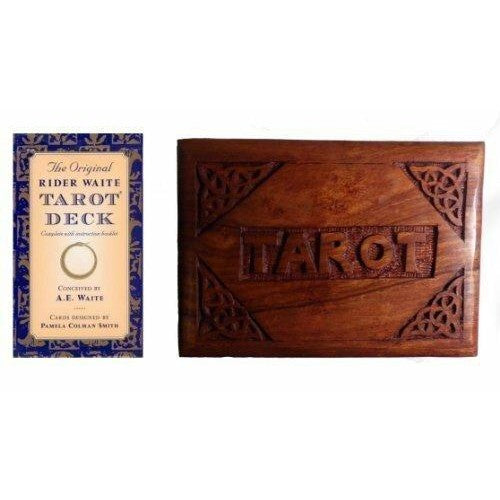 The Rider Waite Tarot Cards/Deck and A Hand Carved Wooden Tarot Box-3