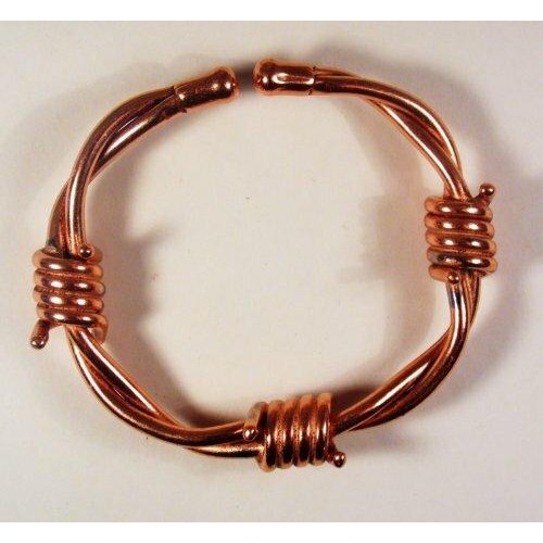 Magnetic Copper Barbed Wire Bracelet with Etched-on lines finish copper magnetic ring set.-1
