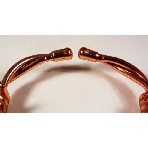 Magnetic Copper Barbed Wire Bracelet with Etched-on lines finish copper magnetic ring set.-4