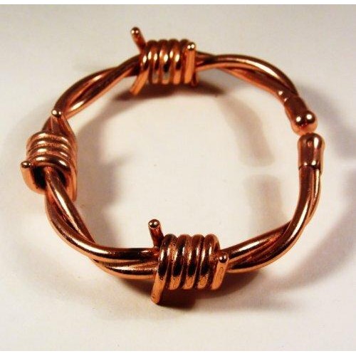 Magnetic Copper Barbed Wire Bracelet with smooth finish copper magnetic ring set-2