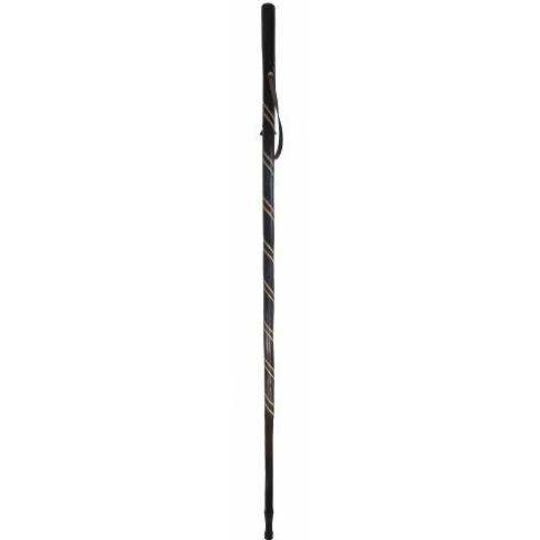 Chestnut Hiking Walking Trekking Staff Stick Pole with Engraved Spirals and Leather Wrist Loop-3