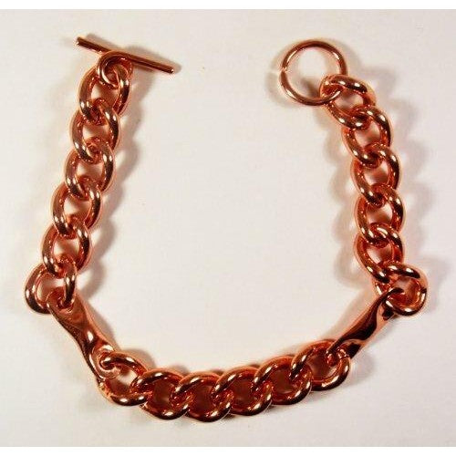 Magnetic Copper Chain Bracelet with Etched-on lines effect magnetic ring in copper set-5