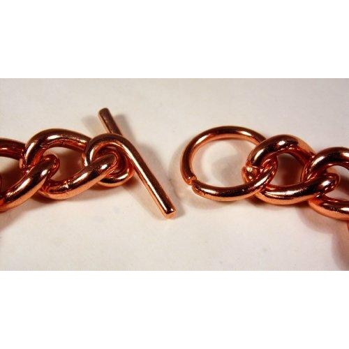 Magnetic Copper Chain Bracelet with Etched-on lines effect magnetic ring in copper set-3