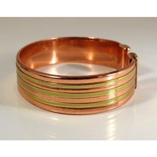 Ladies or Gents Magnetic Copper and Brass Lines Bracelet-2