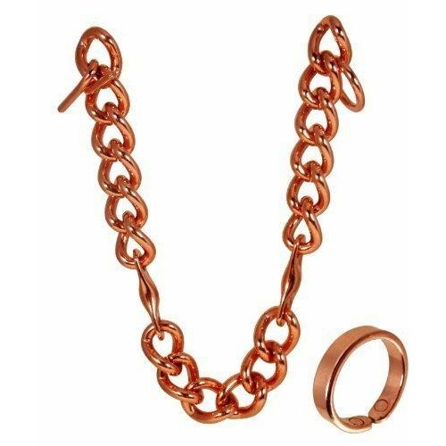 Magnetic Copper Chain Bracelet with smooth finish magnetic ring in copper set-0