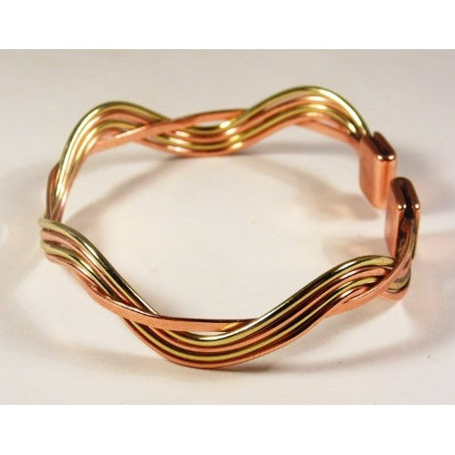 Magnetic Copper & Brass Wave Bracelet MCB076