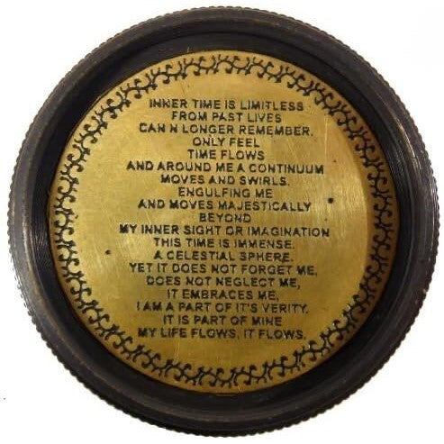 Antique style reproduction hand held Stanley compass with inscribed poem.-2